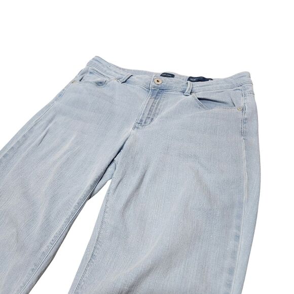 J.Jill Denim Authentic Fit Cropped Jeans Light Blue Cuffed Frayed Hem Stretch 10 - Picture 4 of 12